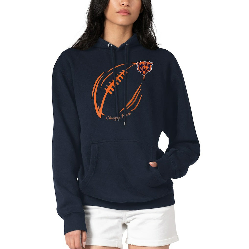 Chicago Bears G-III 4Her by Carl Banks Women's Football Logo Fleece Tri-Blend Pullover Hoodie - Navy - NFL