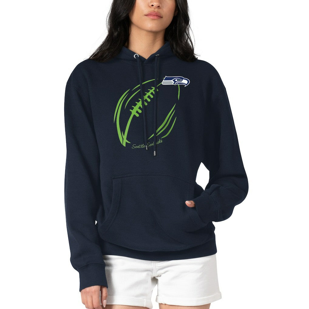 Seattle Seahawks G-III 4Her by Carl Banks Women's Football Logo Fleece Tri-Blend Pullover Hoodie - Navy - NFL