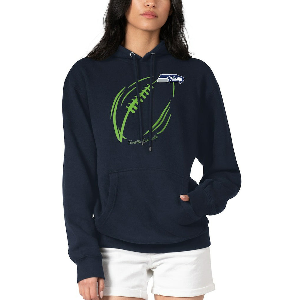 Seattle Seahawks G-III 4Her by Carl Banks Women's Football Logo Fleece Tri-Blend Pullover Hoodie - Navy - NFL