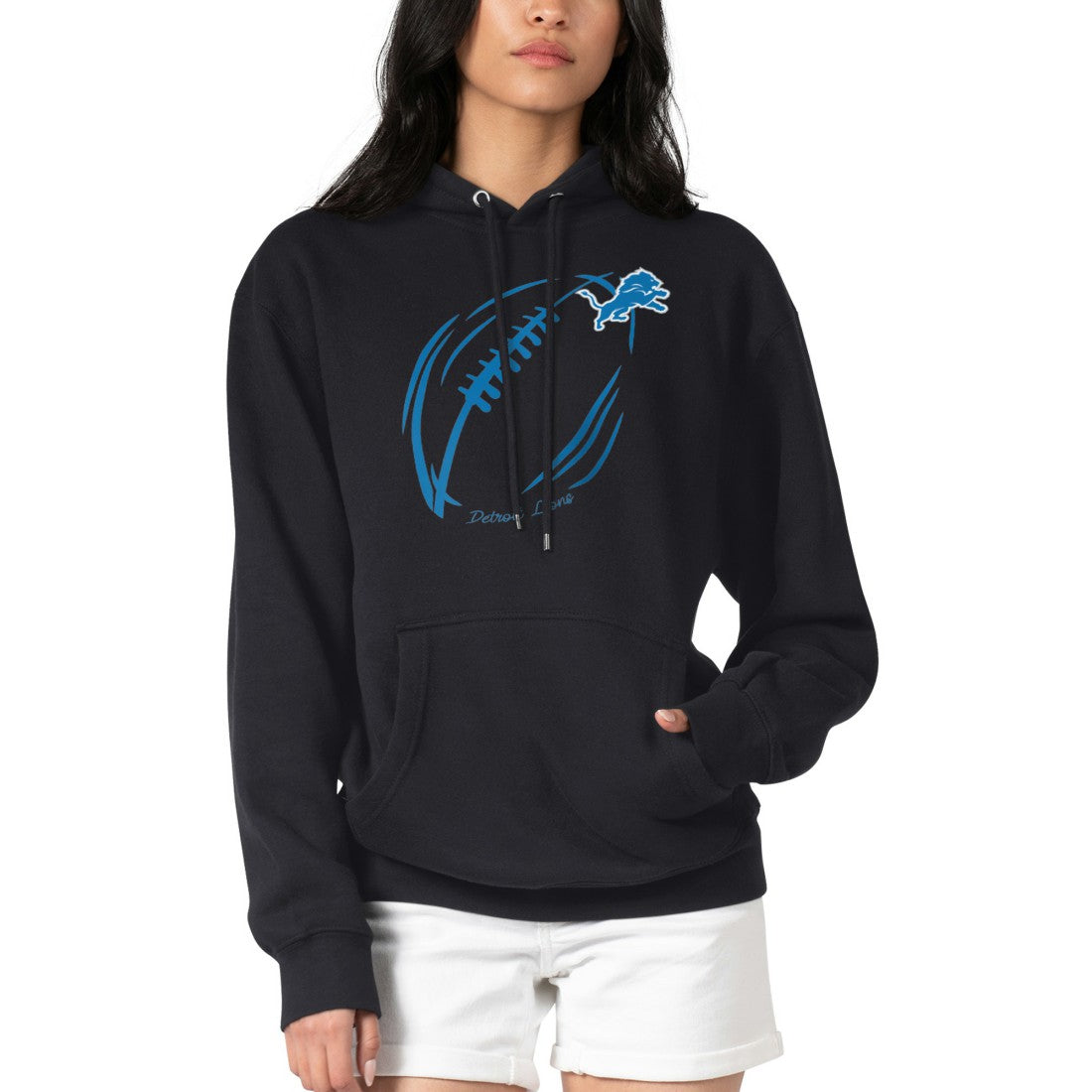 Detroit Lions G-III 4Her by Carl Banks Women's Football Logo Fleece Tri-Blend Pullover Hoodie - Black - NFL