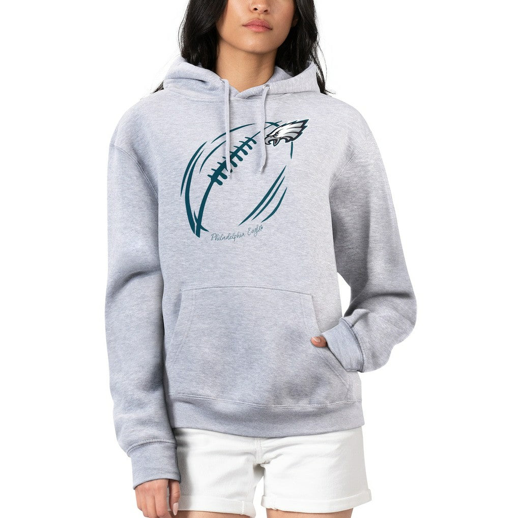 Philadelphia Eagles G-III 4Her by Carl Banks Women's Football Logo Fleece Tri-Blend Pullover Hoodie - Heather Gray - NFL