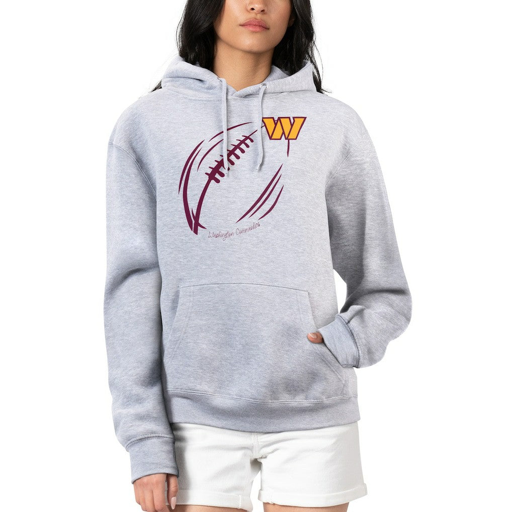 Washington Commanders G-III 4Her by Carl Banks Women's Football Logo Fleece Tri-Blend Pullover Hoodie - Heather Gray - NFL