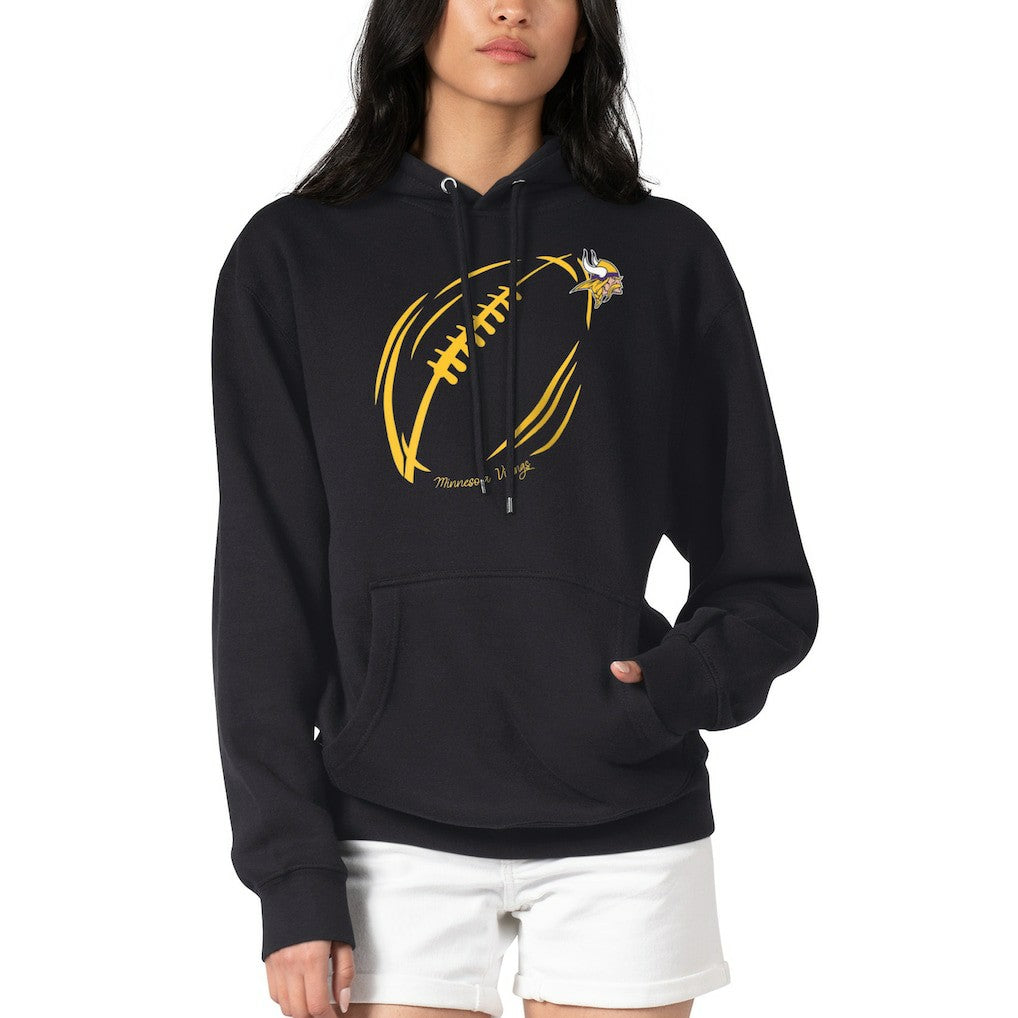 Minnesota Vikings G-III 4Her by Carl Banks Women's Football Logo Fleece Tri-Blend Pullover Hoodie - Black - NFL