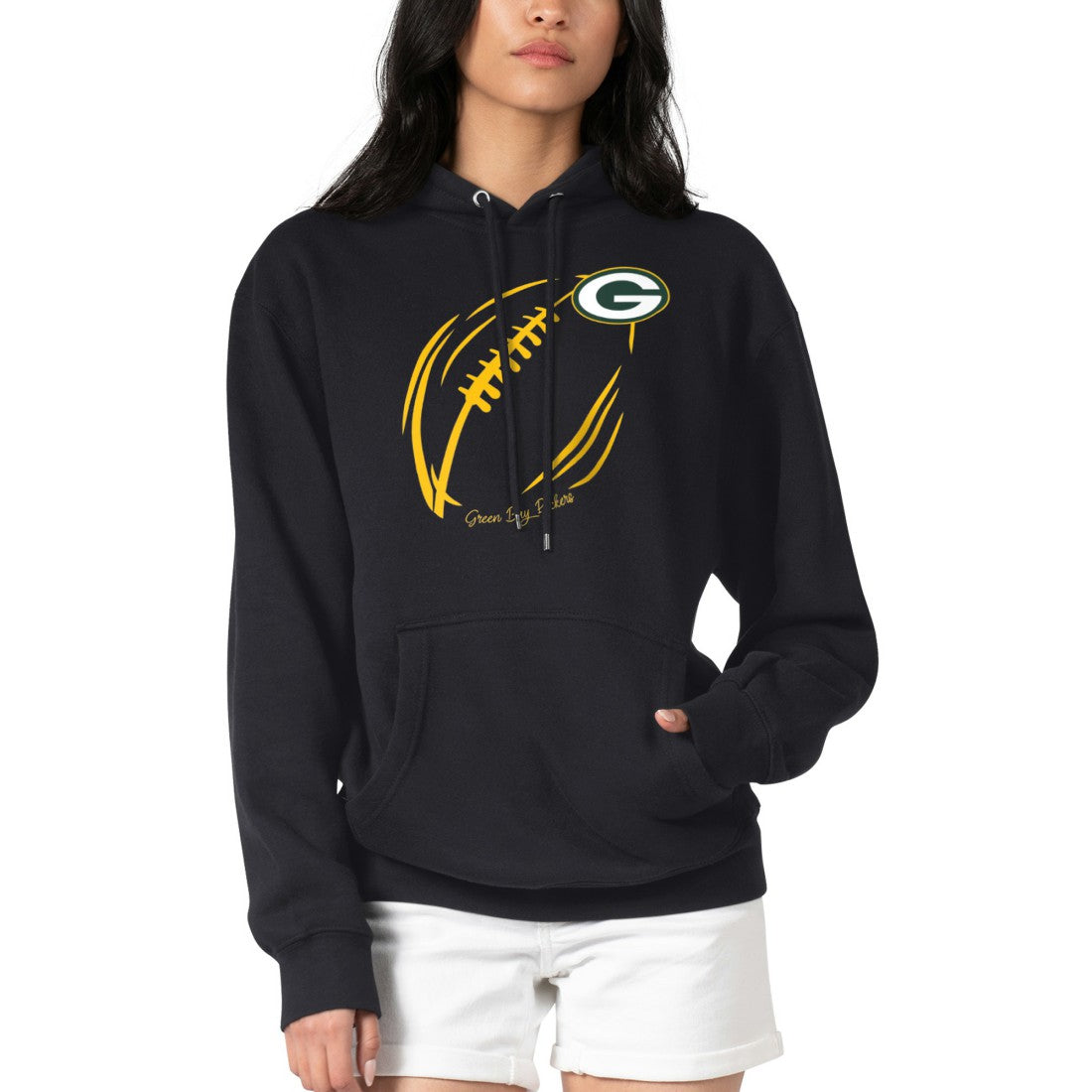 Green Bay Packers G-III 4Her by Carl Banks Women's Football Logo Fleece Tri-Blend Pullover Hoodie - Black - NFL