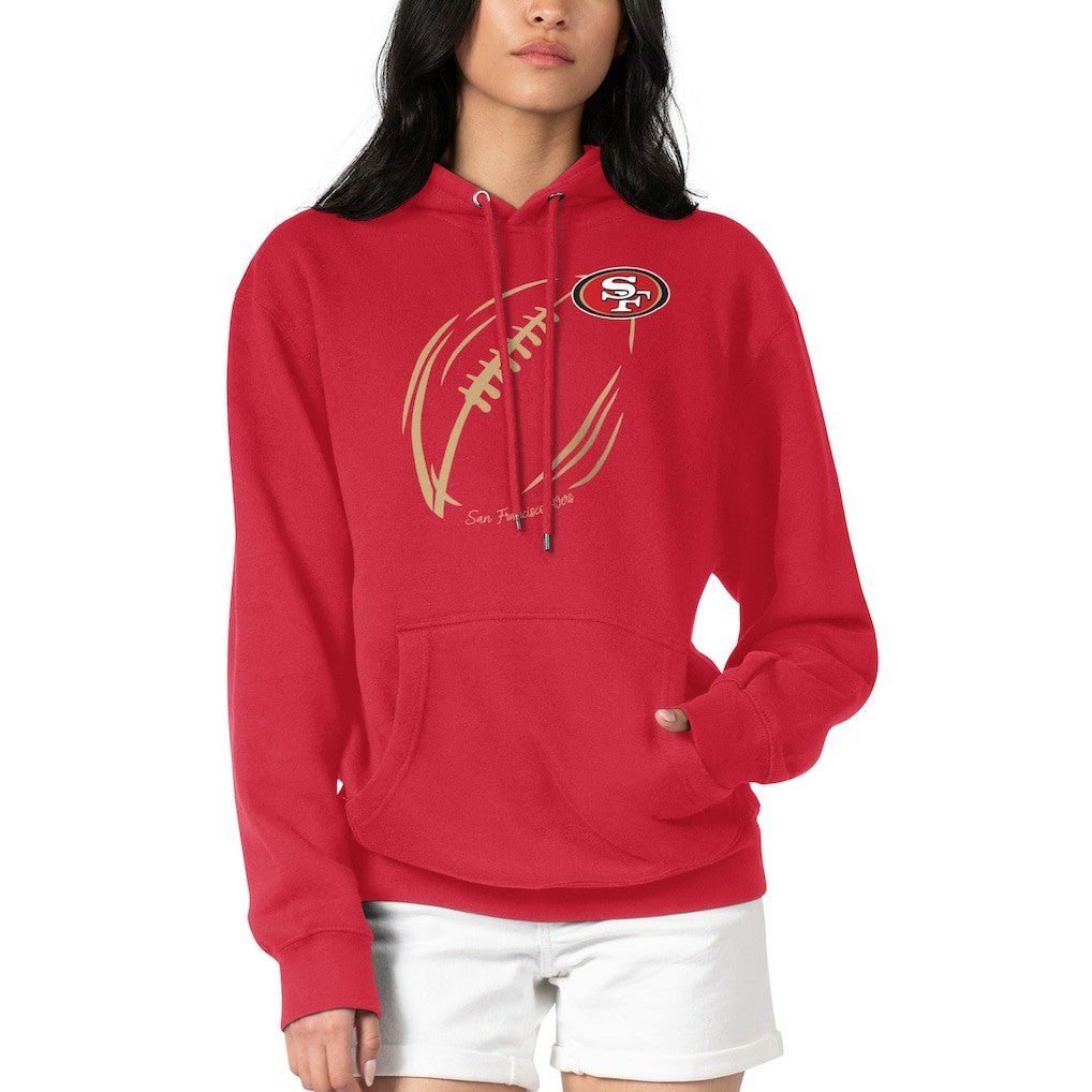 San Francisco 49ers G-III 4Her by Carl Banks Women's Football Logo Fleece Tri-Blend Pullover Hoodie - Red - NFL
