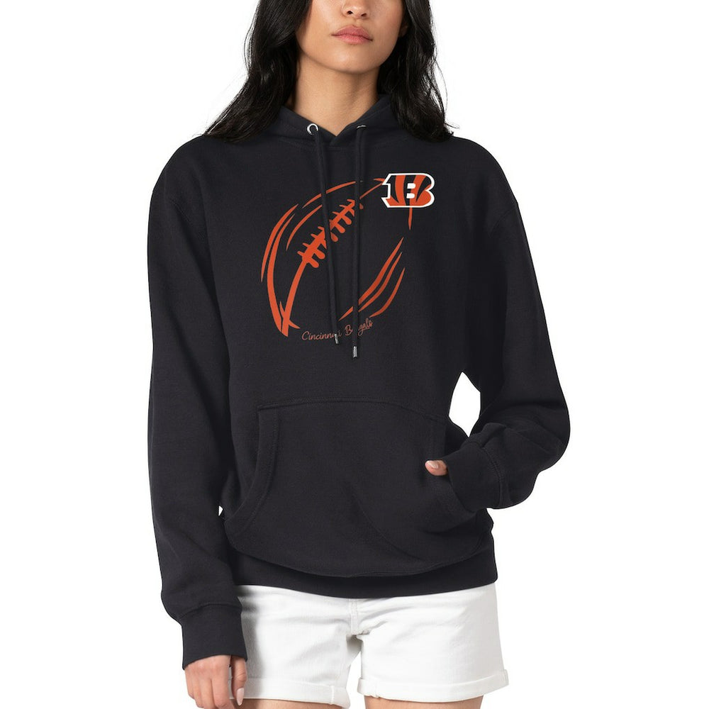 Cincinnati Bengals G-III 4Her by Carl Banks Women's Football Logo Fleece Tri-Blend Pullover Hoodie - Black - NFL