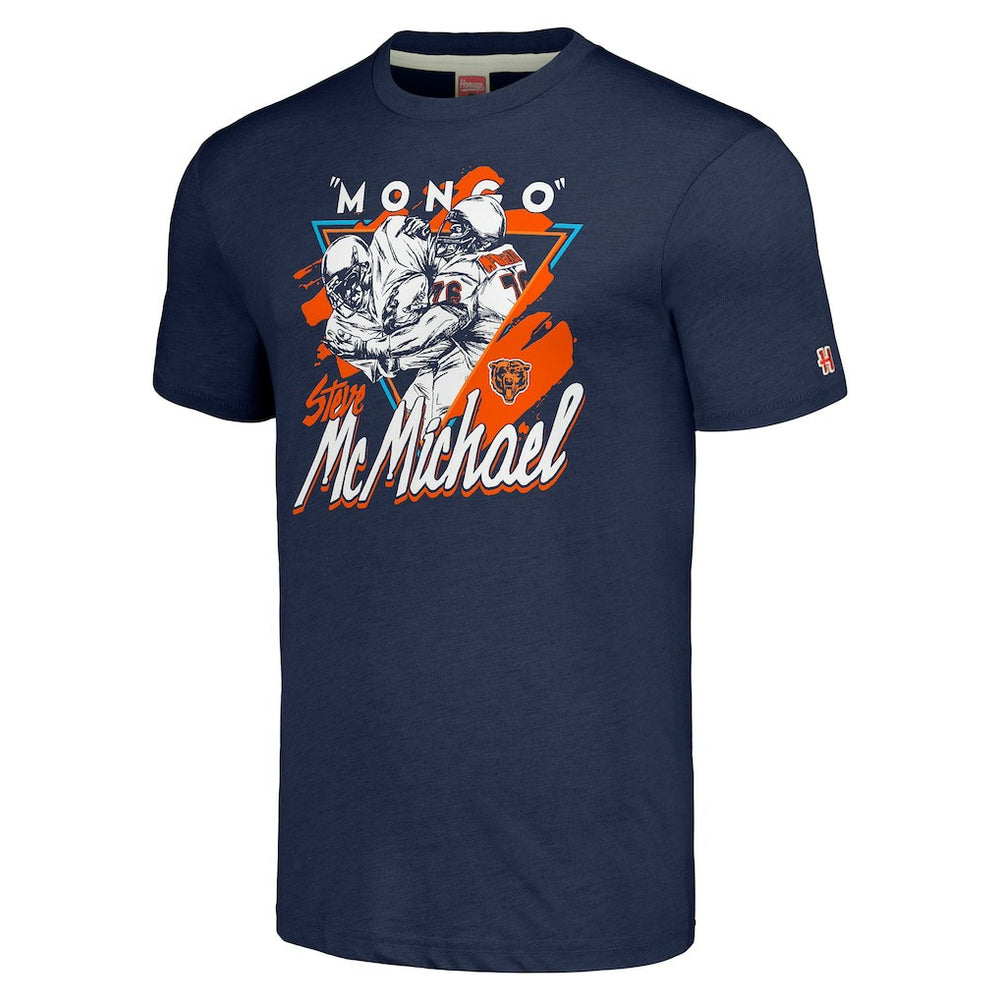 Steve McMichael Chicago Bears Homage Unisex Caricature Retired Player Tri-Blend T-Shirt - Navy - NFL