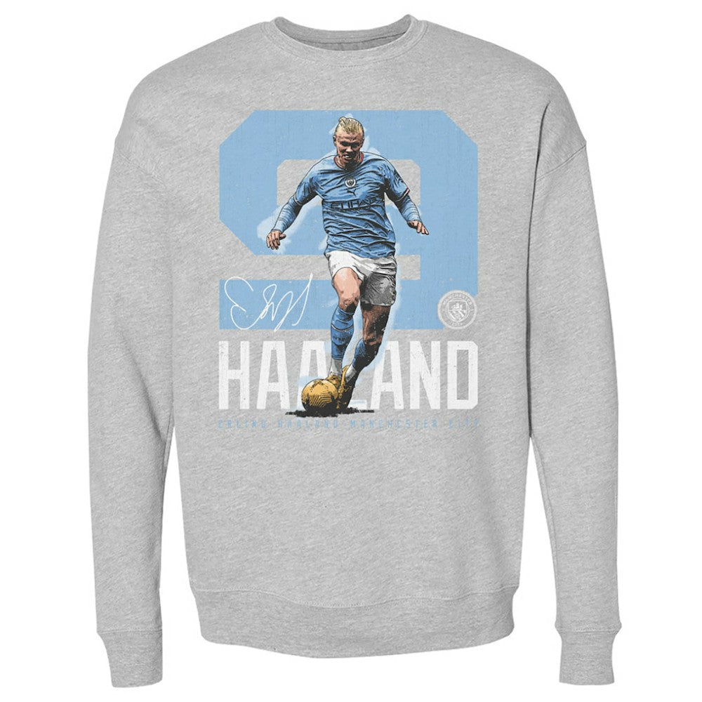 Manchester City 500 Level Bold Number Pullover Crewneck Sweatshirt Heather Gray