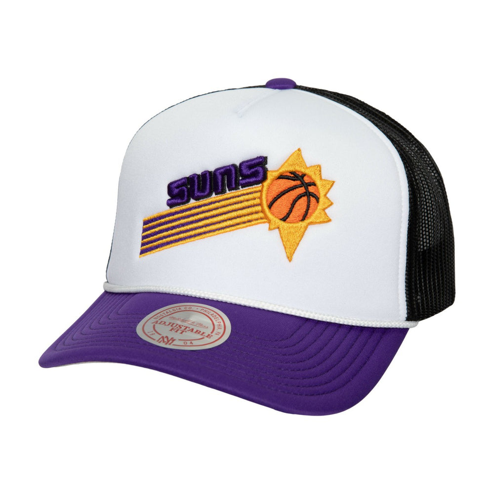 Mitchell & Ness Phoenix Suns Hardwood Classics Blocker Foam Front Trucker Snapback Hat White