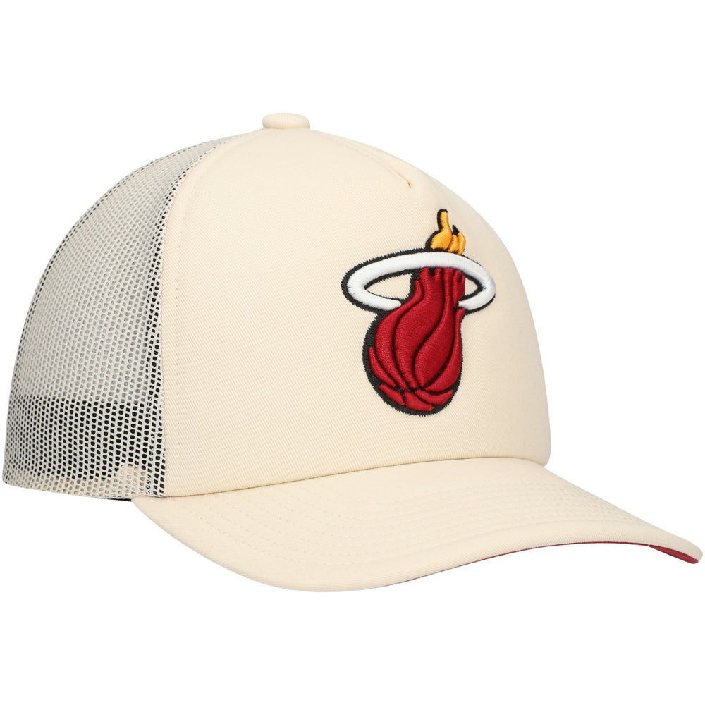 Mitchell & Ness Miami Heat Trucker Adjustable Hat Cream