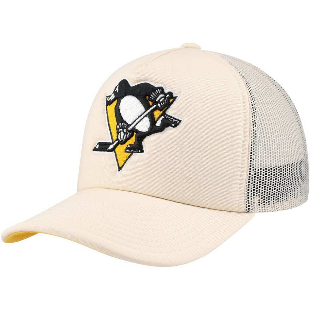 Pittsburgh Penguins Mitchell & Ness Foam Front Trucker Adjustable Hat - Cream | NHL online