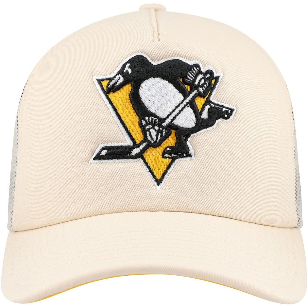 Pittsburgh Penguins Mitchell & Ness Foam Front Trucker Adjustable Hat - Cream | NHL online