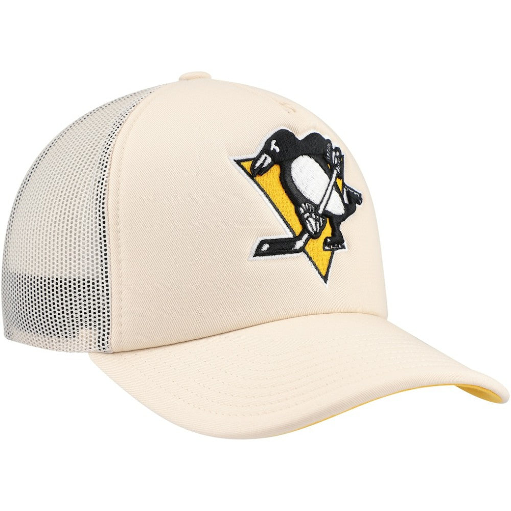 Pittsburgh Penguins Mitchell & Ness Foam Front Trucker Adjustable Hat - Cream | NHL online
