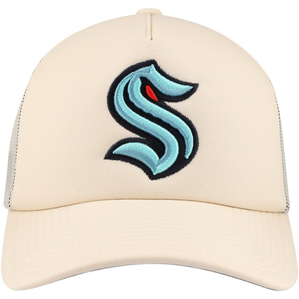 Seattle Kraken Mitchell & Ness Foam Front Trucker Adjustable Hat - Cream | NHL Clearance