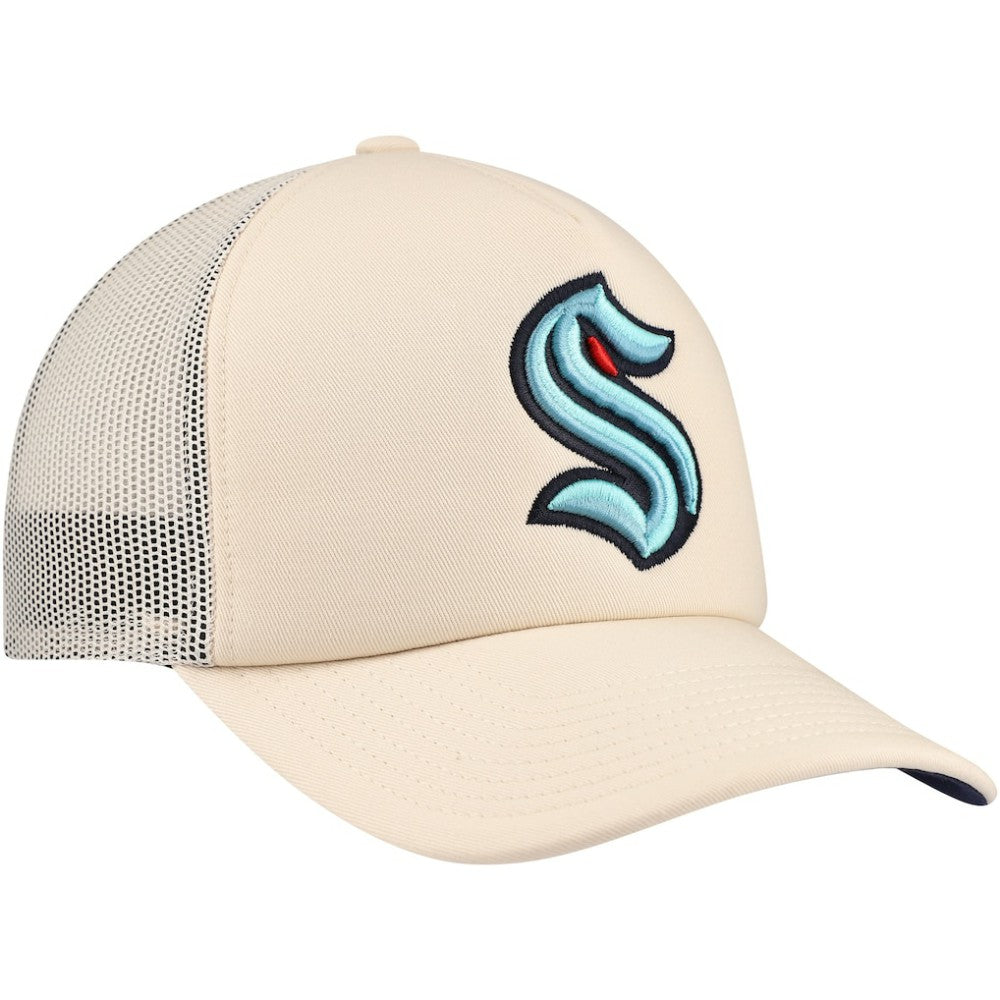 Seattle Kraken Mitchell & Ness Foam Front Trucker Adjustable Hat - Cream | NHL Clearance