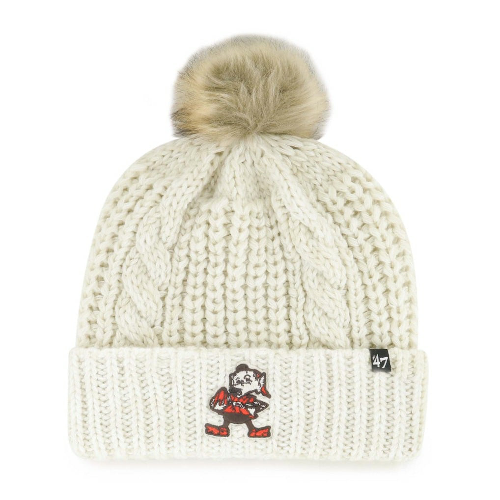 Cleveland Browns '47 Women's Meeko Cuffed Knit Hat with Pom - Cream - 47 brand