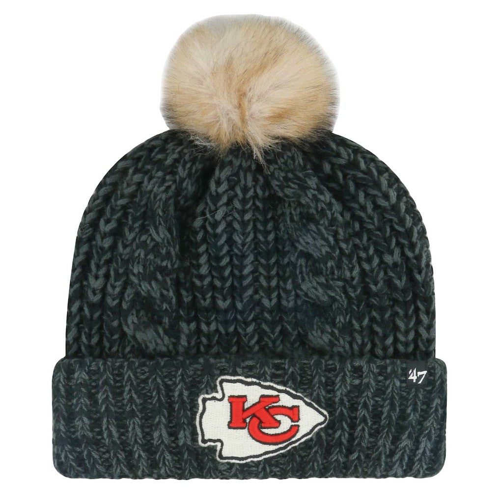 Kansas City Chiefs '47 Women's Meeko Cuffed Knit Hat with Pom - Black - 47 brand