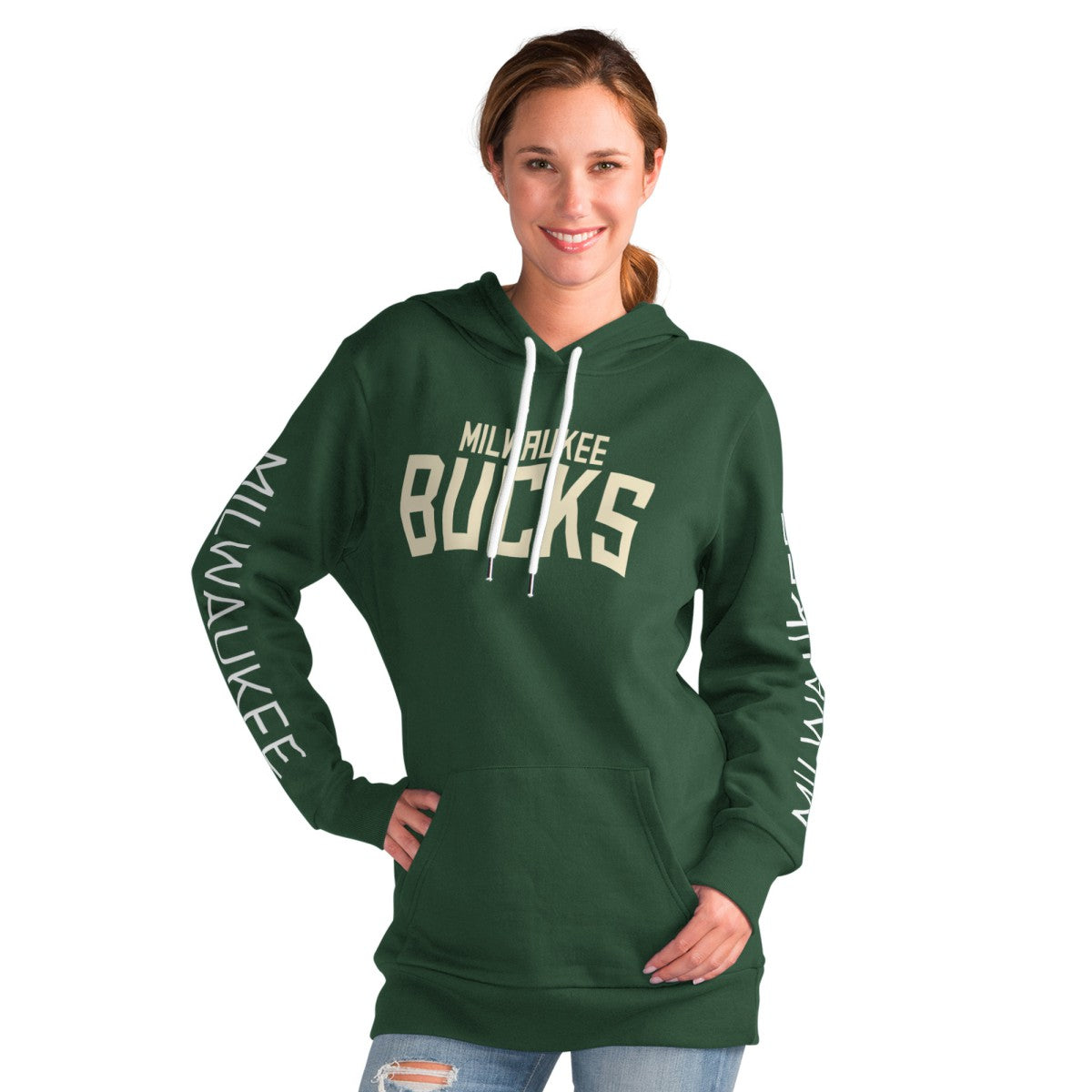 Milwaukee Bucks G-III 4Her by Carl Banks Women's Base Coach Pullover Hoodie Green