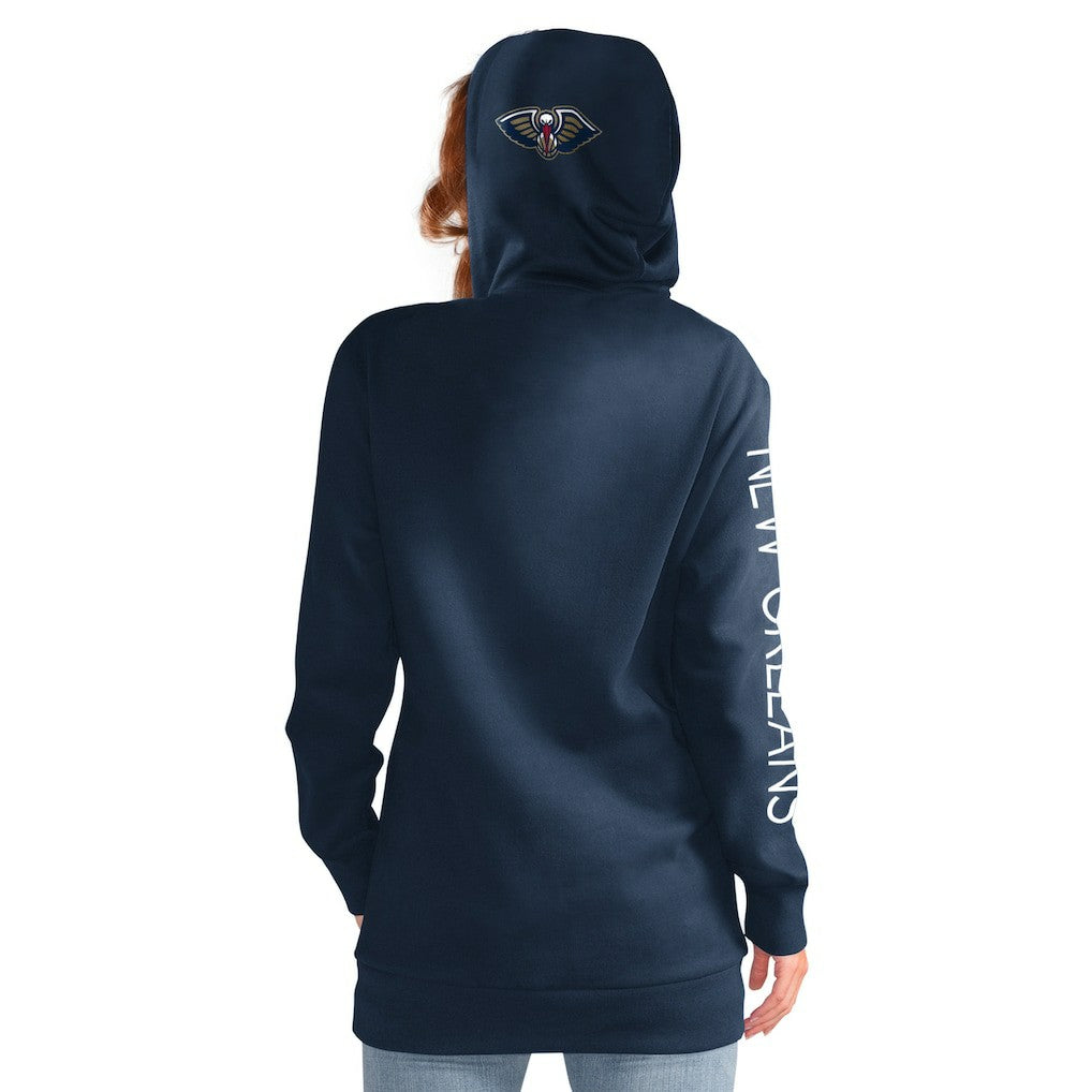New Orleans Pelicans G-III 4Her by Carl Banks Women's Base Coach Pullover Hoodie Navy