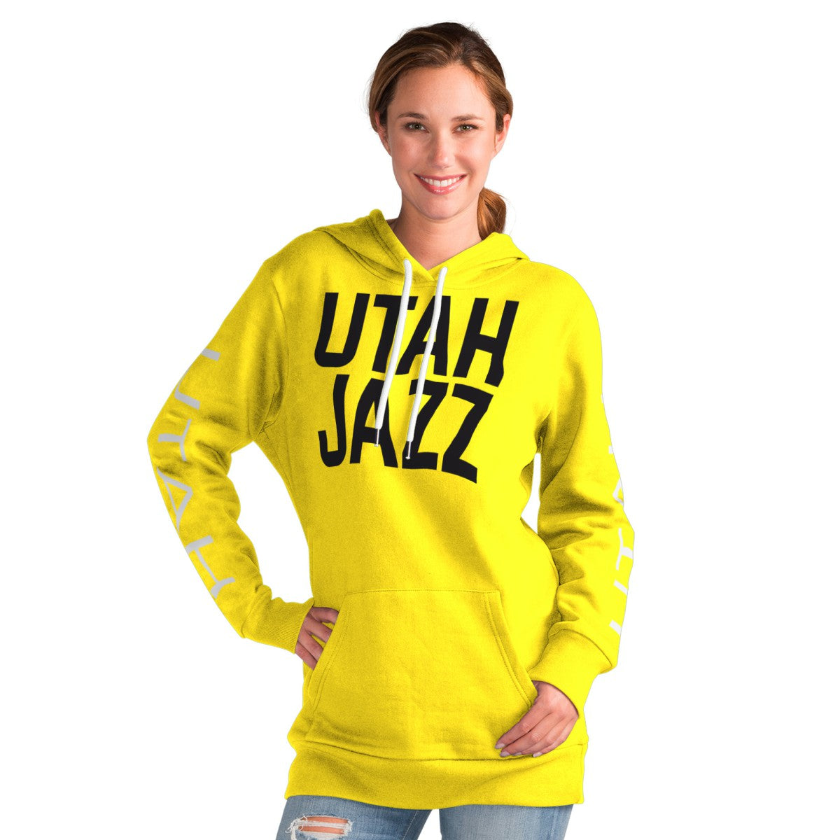 Utah Jazz G-III 4Her by Carl Banks Women's Base Coach Pullover Hoodie Gold