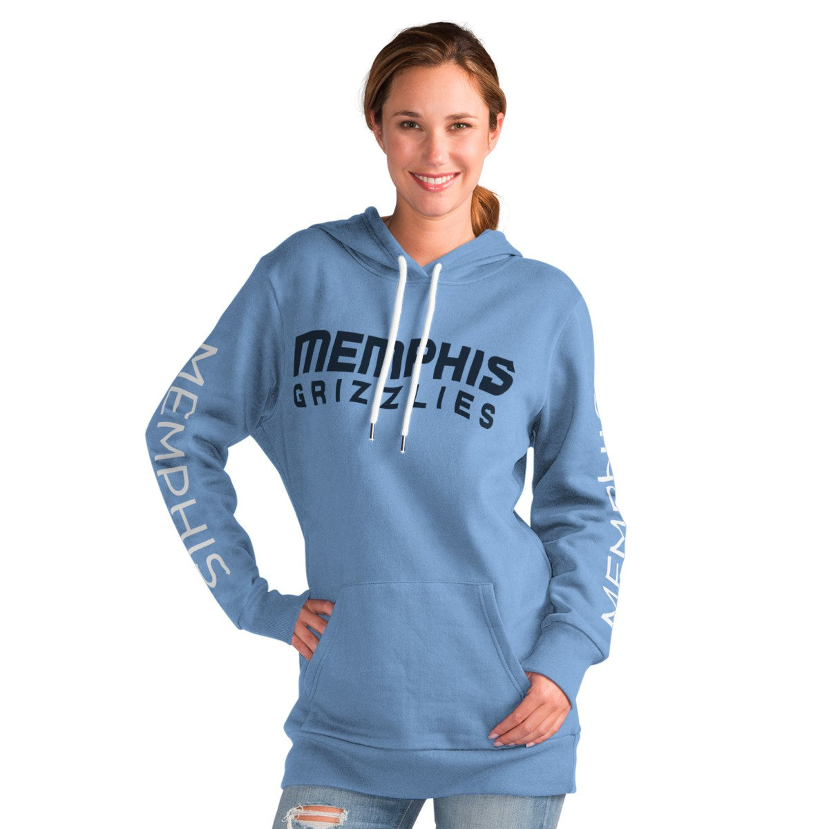Memphis Grizzlies G-III 4Her by Carl Banks Women's Base Coach Pullover Hoodie Light Blue