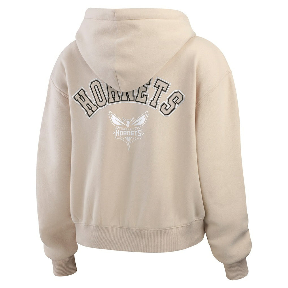 Charlotte Hornets WEAR by Erin Andrews Women's Tonal Felt Patch Full-Zip Hoodie Tan