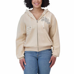 Milwaukee Bucks WEAR by Erin Andrews Women's Plus Size Tonal Felt Patch Full-Zip Hoodie Cream