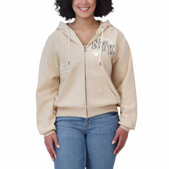 New York Knicks WEAR by Erin Andrews Women's Plus Size Tonal Felt Patch Full-Zip Hoodie Cream