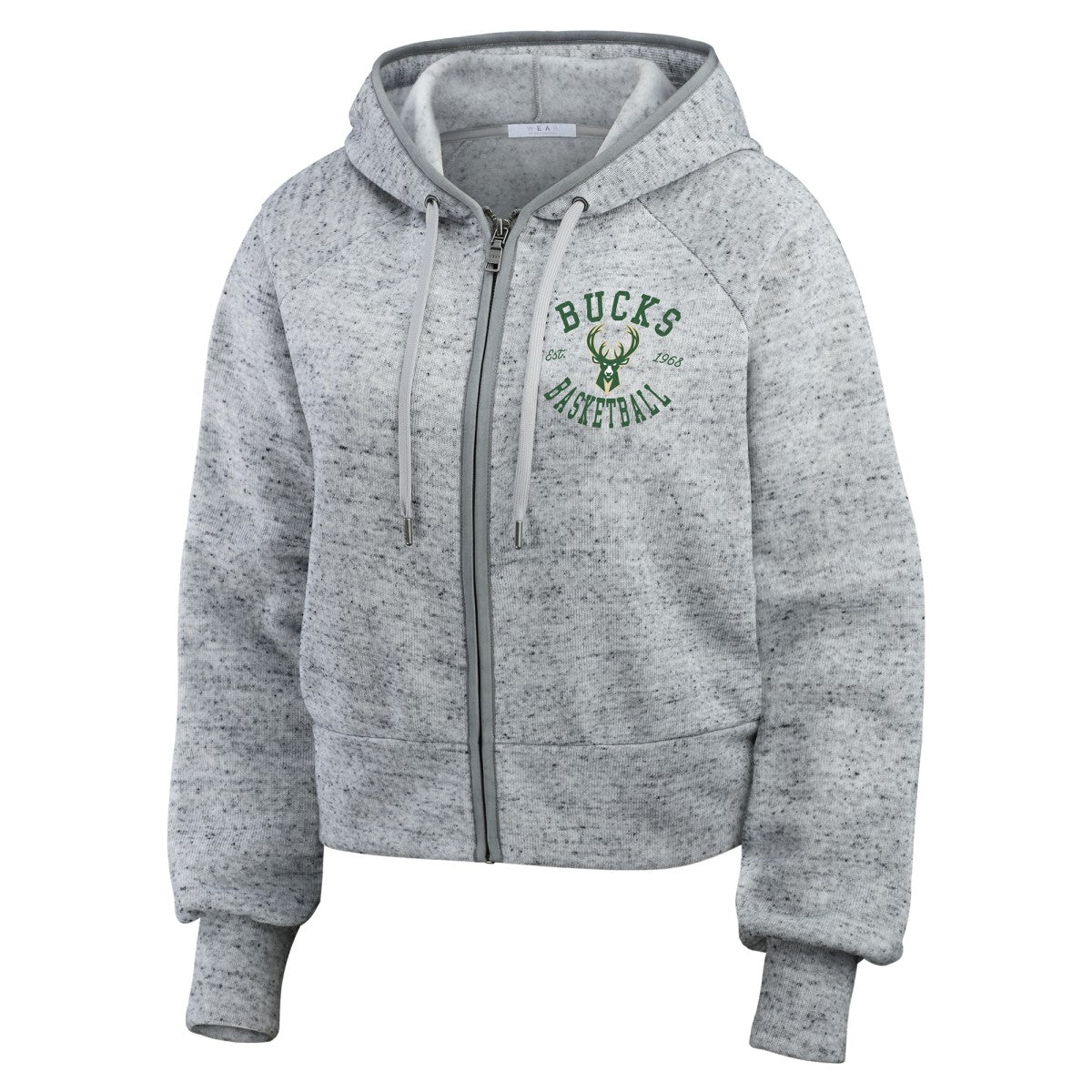 Milwaukee Bucks WEAR by Erin Andrews Women's Speckled Radiator Full-Zip Hoodie Heather Gray