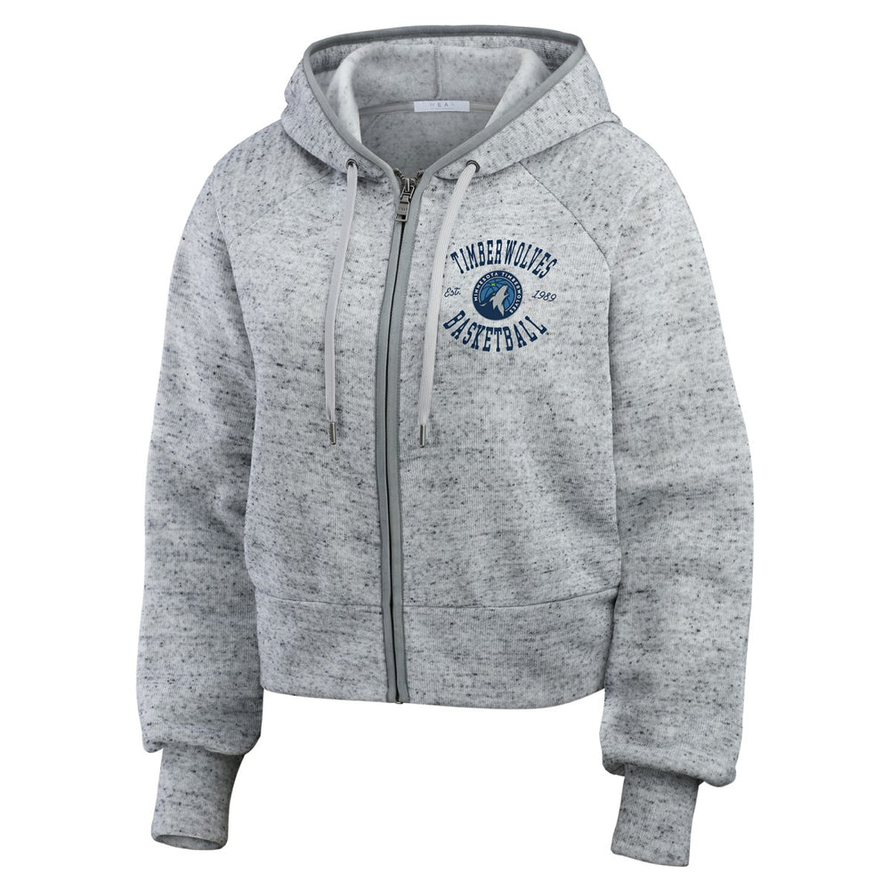 Minnesota Timberwolves WEAR by Erin Andrews Women's Speckled Radiator Full-Zip Hoodie Heather Gray