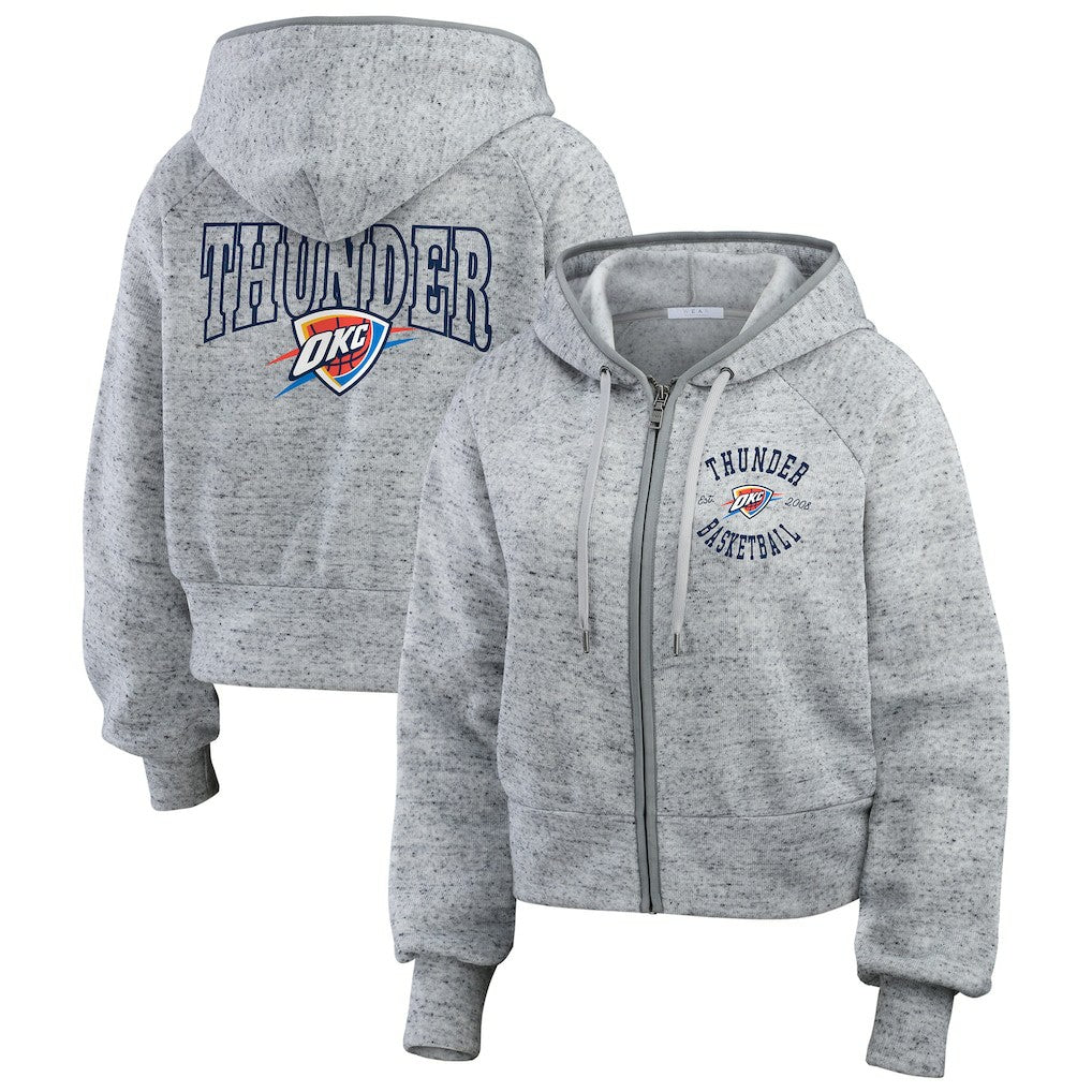Oklahoma City Thunder WEAR by Erin Andrews Women's Speckled Radiator Full-Zip Hoodie Heather Gray