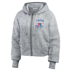Philadelphia 76ers WEAR by Erin Andrews Women's Speckled Radiator Full-Zip Hoodie Heather Gray
