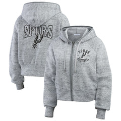 San Antonio Spurs WEAR by Erin Andrews Women's Speckled Radiator Full-Zip Hoodie Heather Gray
