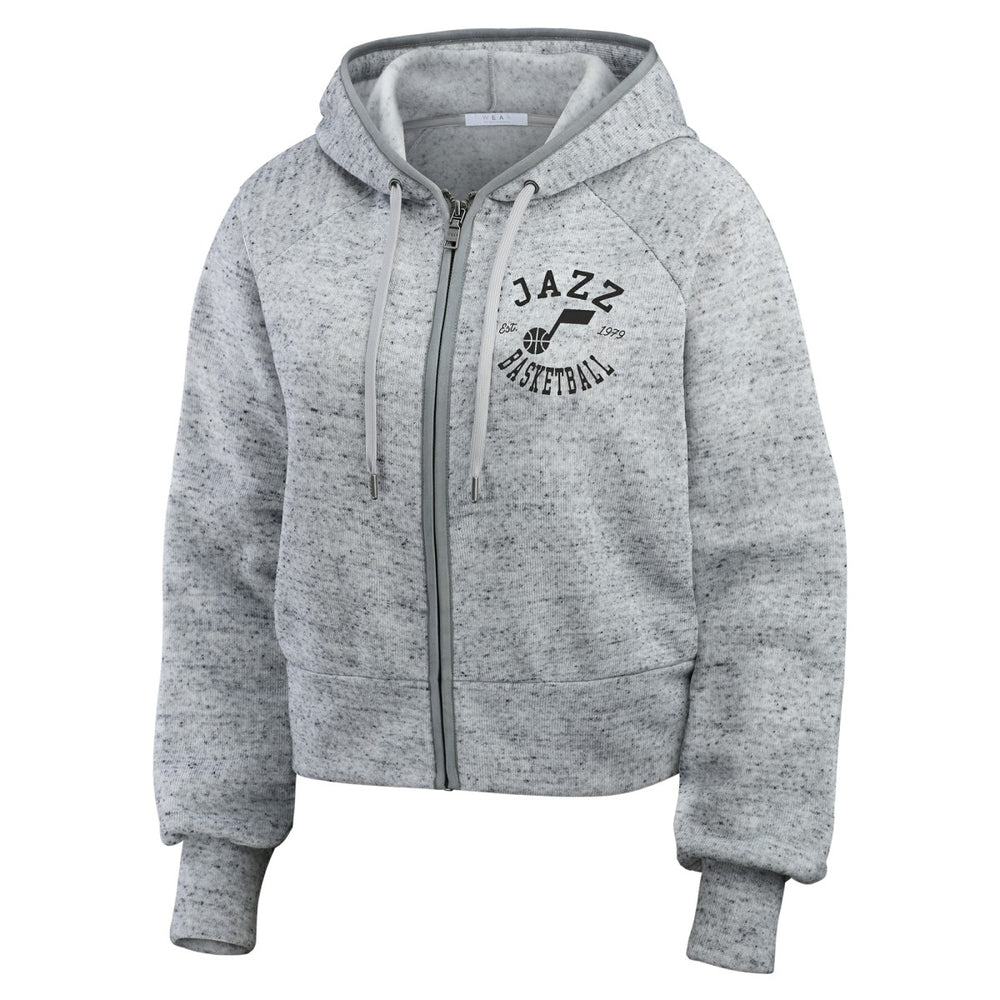 Utah Jazz WEAR by Erin Andrews Women's Speckled Radiator Full-Zip Hoodie Heather Gray