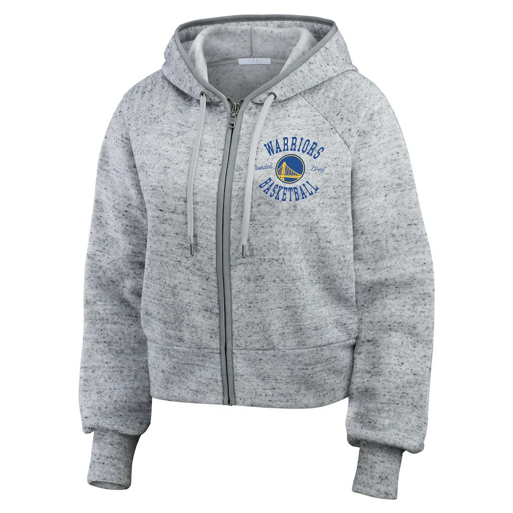 Golden State Warriors WEAR by Erin Andrews Women's Speckled Radiator Full-Zip Hoodie Heather Gray