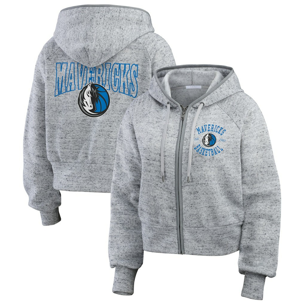 Dallas Mavericks WEAR by Erin Andrews Women's Speckled Radiator Full-Zip Hoodie Heather Gray