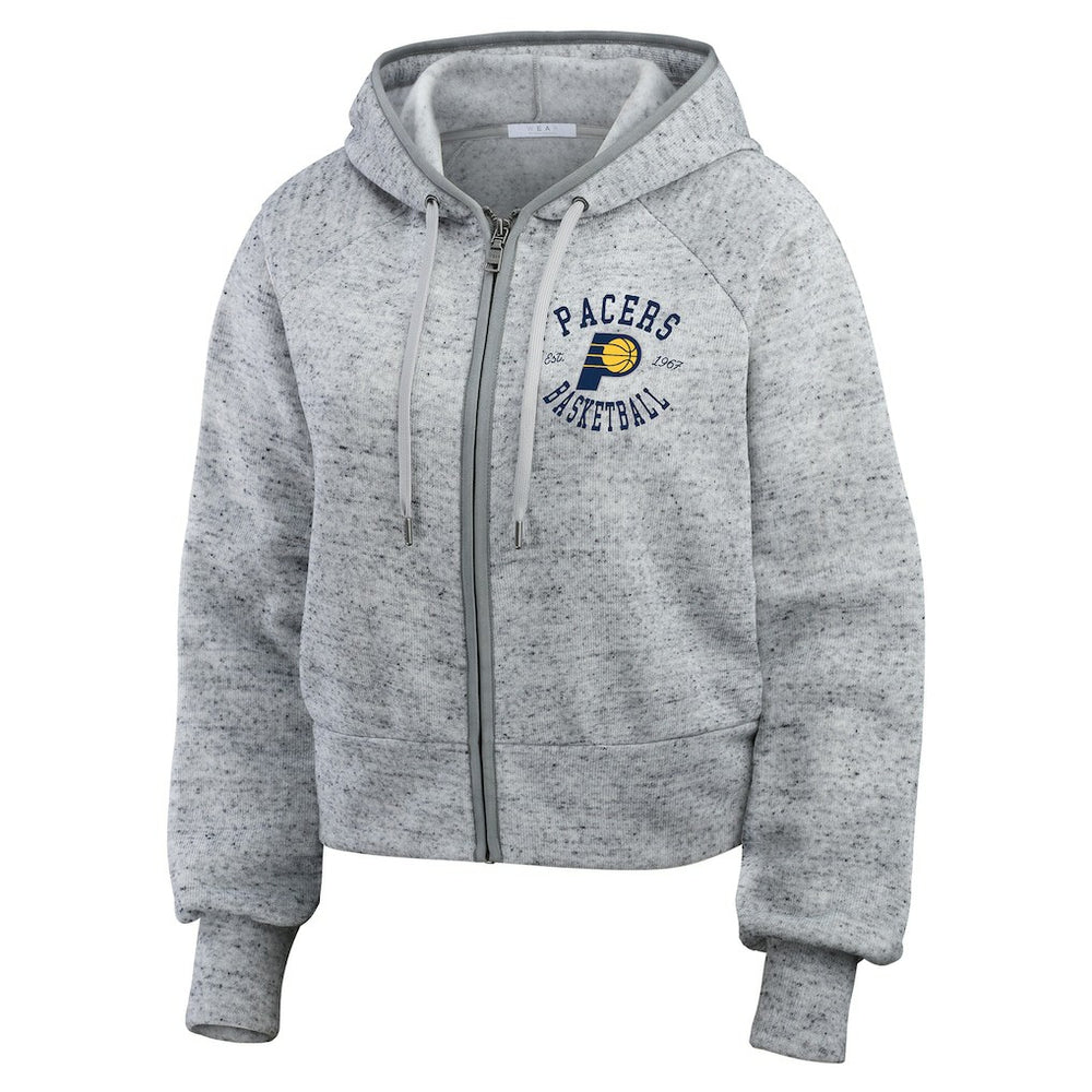 Indiana Pacers WEAR by Erin Andrews Women's Speckled Radiator Full-Zip Hoodie Heather Gray