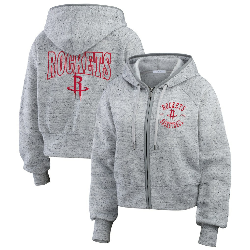 Houston Rockets WEAR by Erin Andrews Women's Speckled Radiator Full-Zip Hoodie Heather Gray