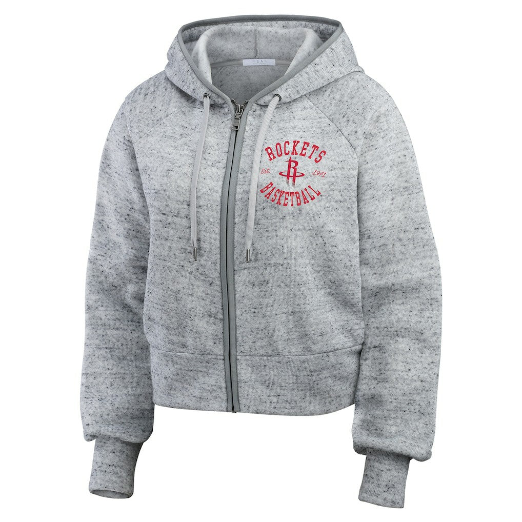 Houston Rockets WEAR by Erin Andrews Women's Speckled Radiator Full-Zip Hoodie Heather Gray