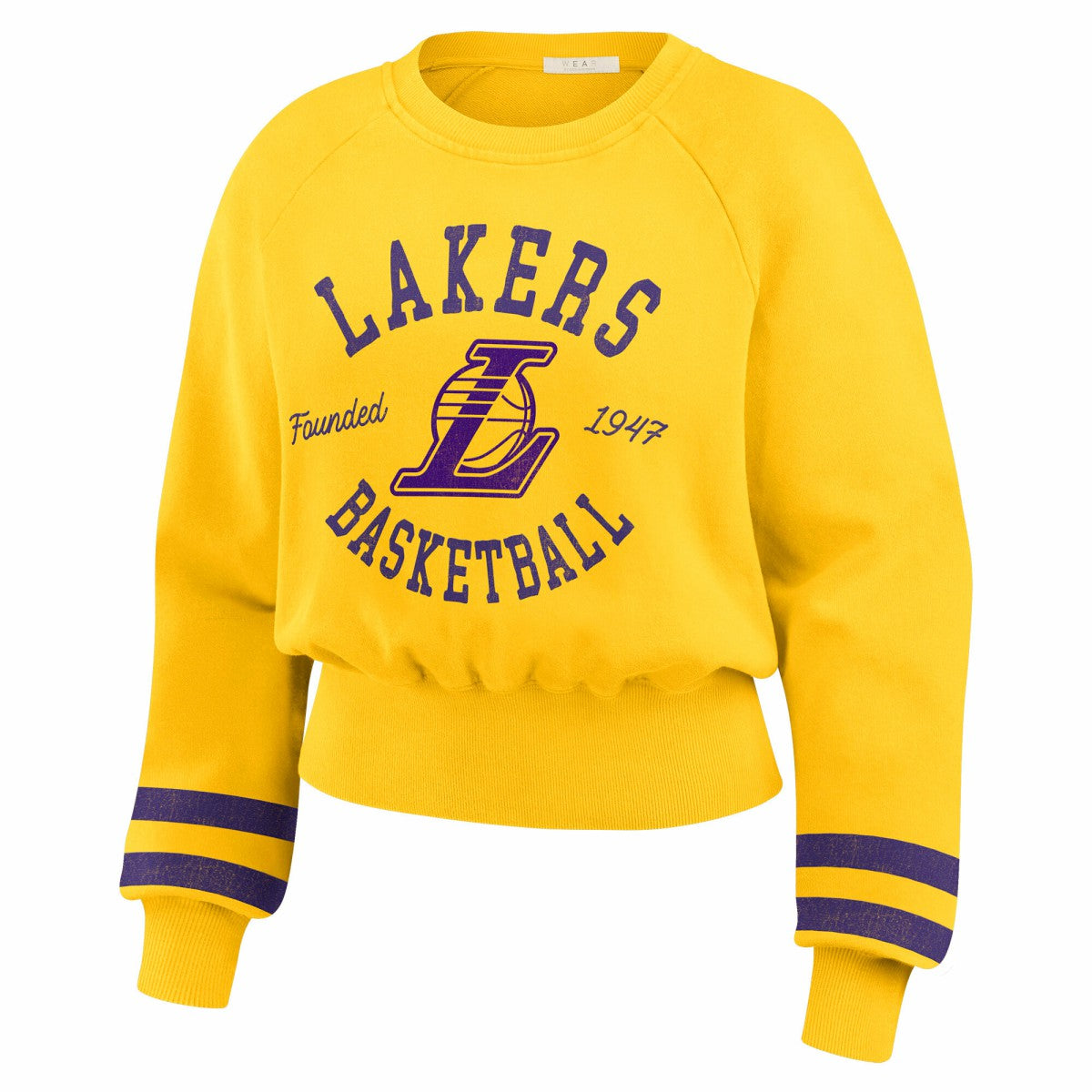Los Angeles Lakers WEAR by Erin Andrews Women's Vintage Raglan Cropped Pullover Sweatshirt Gold