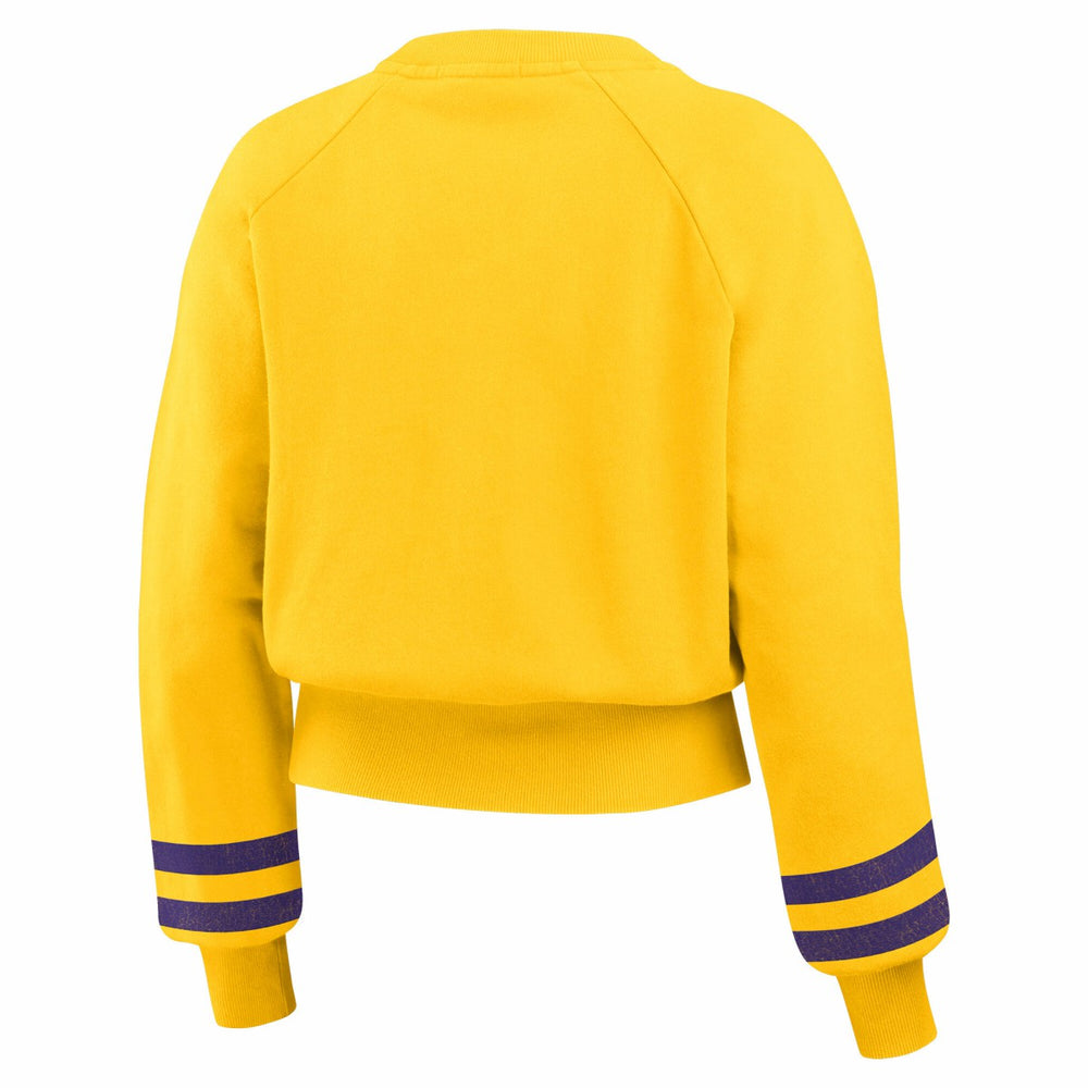 Los Angeles Lakers WEAR by Erin Andrews Women's Vintage Raglan Cropped Pullover Sweatshirt Gold