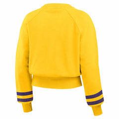 Los Angeles Lakers WEAR by Erin Andrews Women's Vintage Raglan Cropped Pullover Sweatshirt Gold