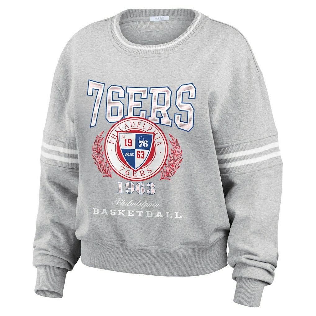 Philadelphia 76ers WEAR by Erin Andrews Women's French Terry Pullover Sweatshirt Heather Gray