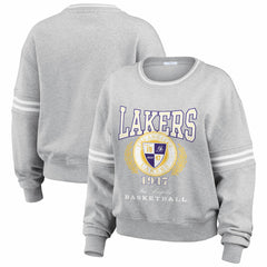 Los Angeles Lakers WEAR by Erin Andrews Women's French Terry Pullover Sweatshirt Heather Gray