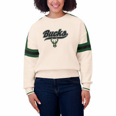 Milwaukee Bucks WEAR by Erin Andrews Women's Stripe Pullover Sweater Cream
