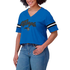 Orlando Magic WEAR by Erin Andrews Women's Color Block Boxy V-Neck T-Shirt Blue