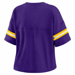Los Angeles Lakers WEAR by Erin Andrews Women's Plus Size Color Block Boxy V-Neck T-Shirt Purple