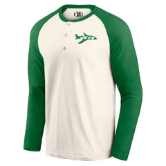 New York Jets Darius Rucker Collection Raglan Henley Long Sleeve T-Shirt - Cream/Green - Fanatics
