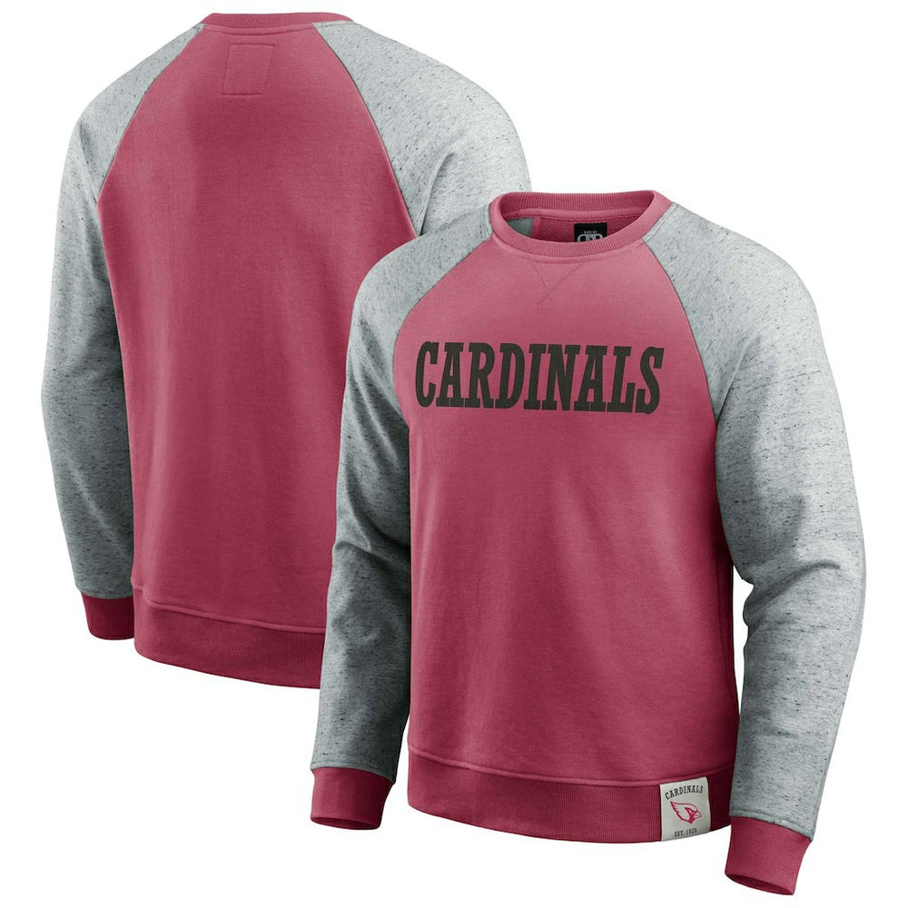Arizona Cardinals Darius Rucker Collection Colorblock Pullover Sweatshirt - Cardinal/Heather Gray - Fanatics
