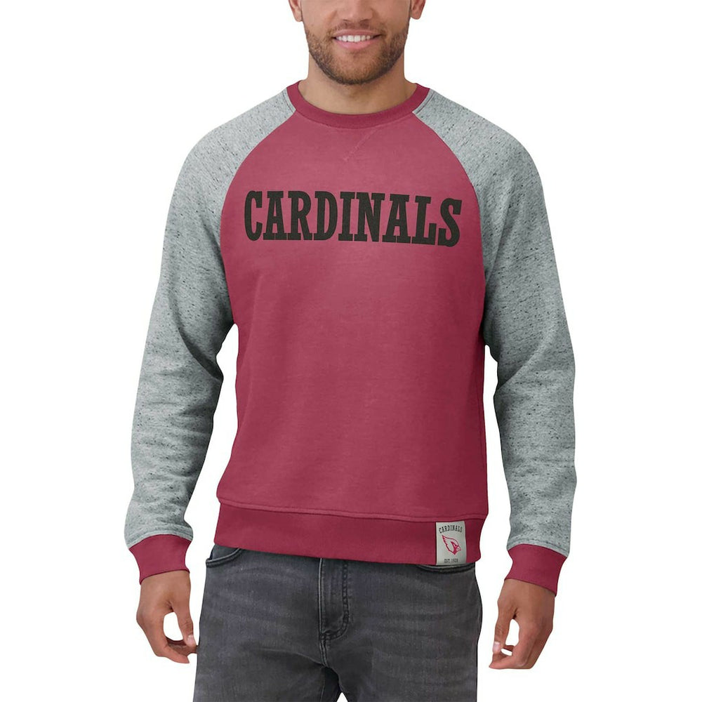 Arizona Cardinals Darius Rucker Collection Colorblock Pullover Sweatshirt - Cardinal/Heather Gray - Fanatics